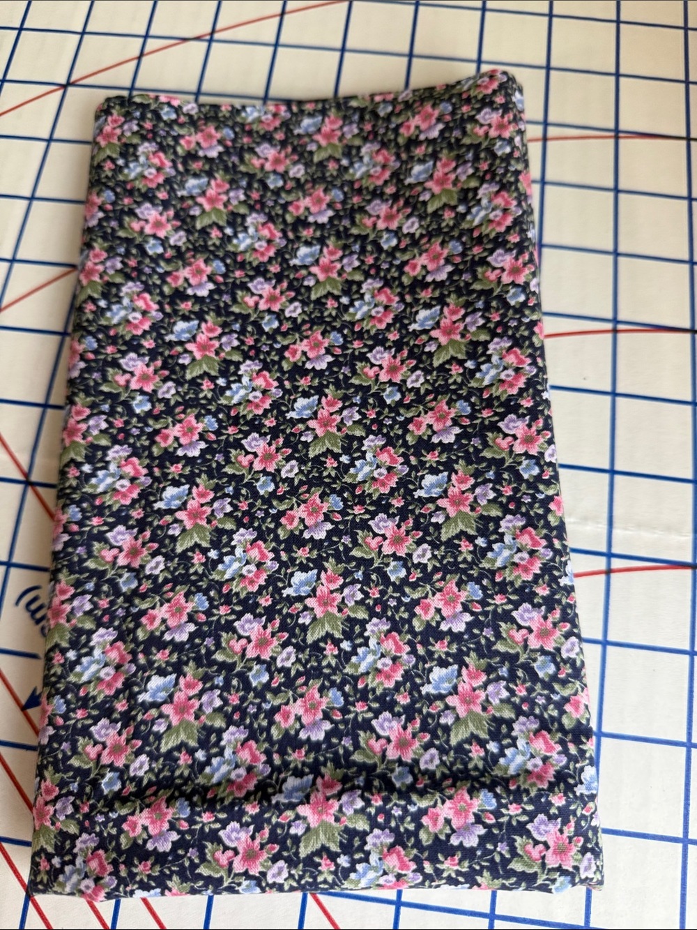 Vintage Peter Pan Fabrics Ditsy Floral Calico Navy Pink Blue 3/4+ Yard